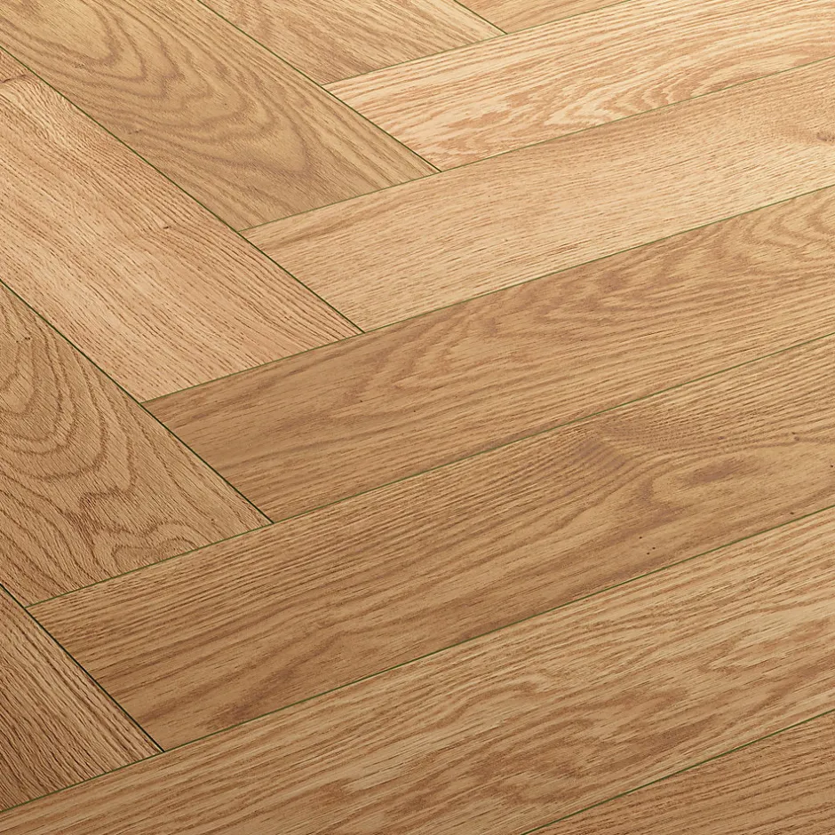 Parquet contrecollé clipsable Marigny bâtons rompus en chêne français verni blond-GoodHome Best