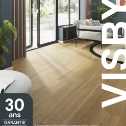 GoodHome Parquet contrecollé clipsable Visby XL en chêne huilé blond