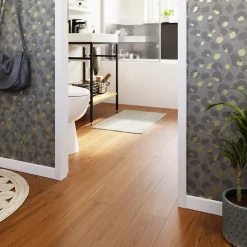 GoodHome Parquet contrecollé clipsable Visby L en chêne huilé blond compatible pièces humides