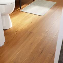 GoodHome Parquet contrecollé clipsable Visby L en chêne huilé blond compatible pièces humides