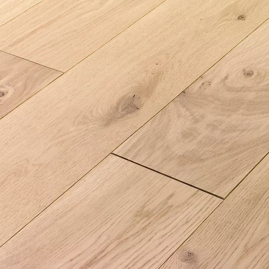 GoodHome Parquet contrecollé clipsable Padillac L 200 cm en chêne français verni naturel