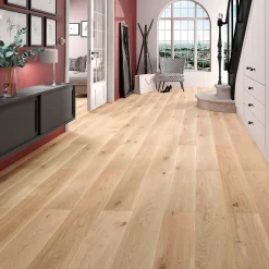 GoodHome Parquet contrecollé clipsable Padillac XL 200 cm en chêne français verni naturel