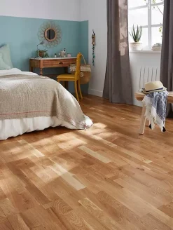 GoodHome Parquet contrecollé clipsable Bishorn XXL en chêne verni aspect naturel
