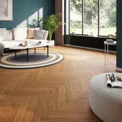 Parquet contrecollé clipsable Visby bâtons rompus en chêne huilé blond-GoodHome Clearance