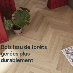 GoodHome Parquet contrecollé clipsable Lulea bâtons rompus en chêne huilé coloris naturel