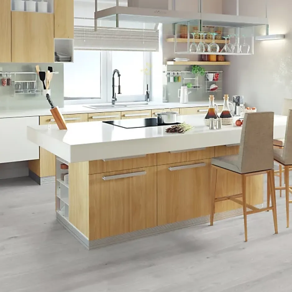 Décoweb Parquet flottant Stratifié - Cuisine et salle de bain - Lames larges - Chêne Gotland - Paquet de 1,507 m²