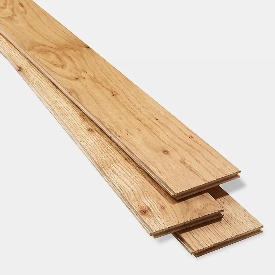 Parquet massif à coller Laholm 2 m en chêne verni coloris naturel-GoodHome Clearance