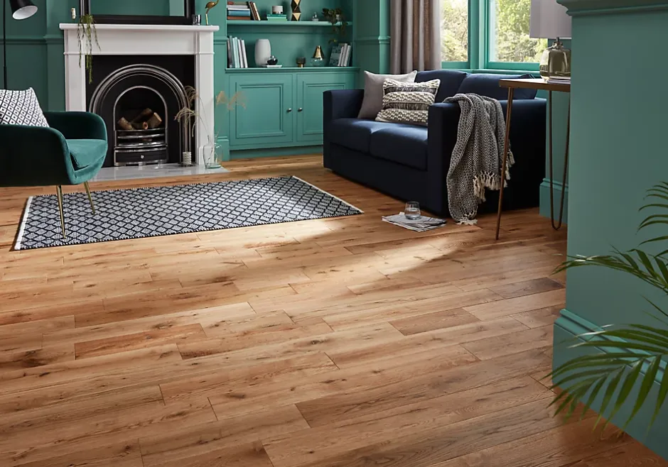 Parquet massif à coller Laholm 2 m en chêne verni coloris naturel-GoodHome Clearance