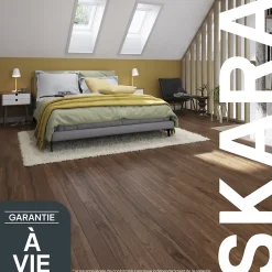 Parquet massif à coller Skara S en chêne verni brun-GoodHome Best