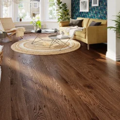 Parquet massif à coller Skara L en chêne verni brun-GoodHome Sale