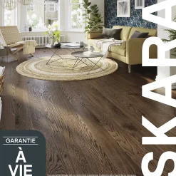 Parquet massif à coller Skara L en chêne verni brun-GoodHome Sale