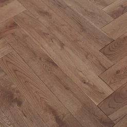 GoodHome Parquet massif à coller Skara bâtons rompus en chêne verni brun