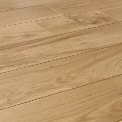 GoodHome Parquet massif à coller Visby XL en chêne huilé blond