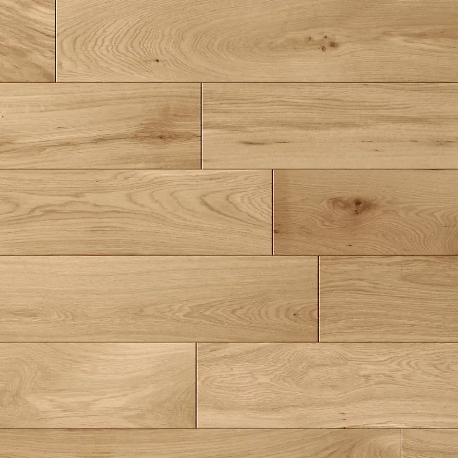 GoodHome Parquet massif à coller Visby XL en chêne huilé blond