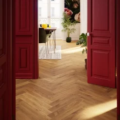GoodHome Parquet massif à coller Visby bâtons rompus en chêne huilé blond