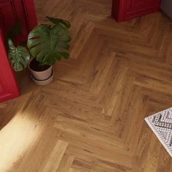 GoodHome Parquet massif à coller Visby bâtons rompus en chêne huilé blond