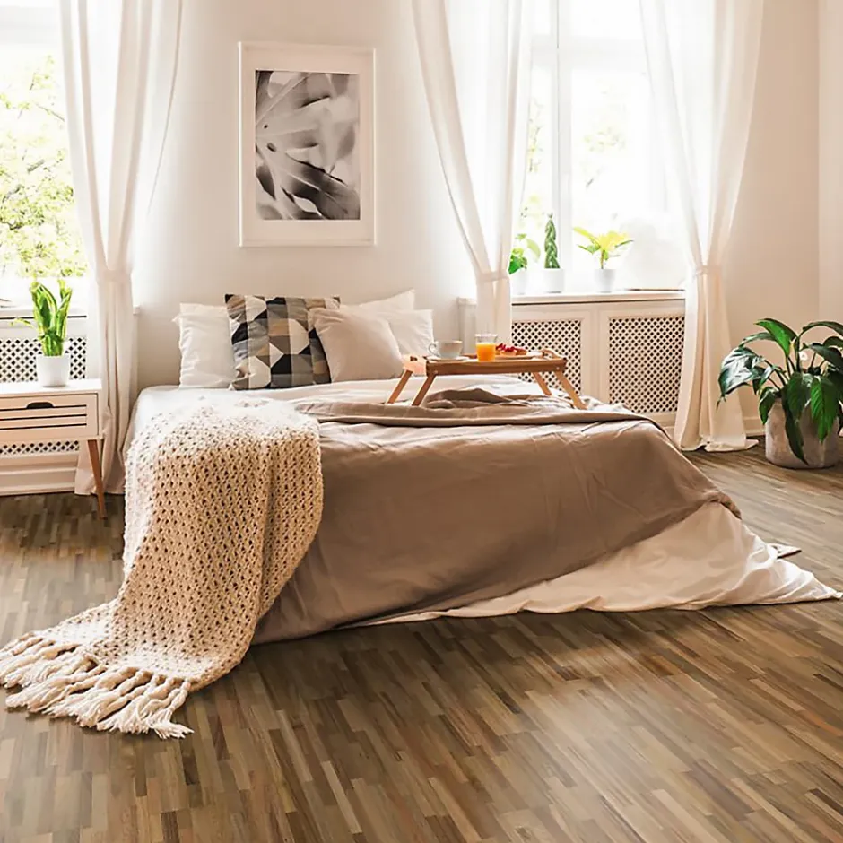 Woodbord Parquet Massif Bois d'Acacia Verni Naturel - 15x150x1200mm - 1,08 m² - Bois Exotique 5 Frises