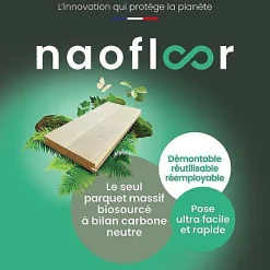 Parquet Naofloor Chêne Massif Verni Naturel l. 11,5cm - Ep. 13mm - Fabrication Française - Choix Premier Bis-Deschaumes Clearance
