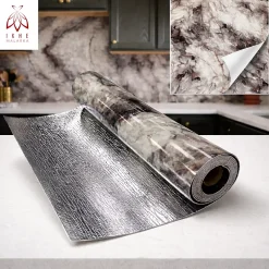 PET - PVC Film autocollant panneaux muraux 3D imitation marbre revetement en rouleau 60x300 cm decor aspect marbre (YP-245)-Ikhemalarka New