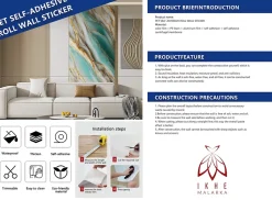 PET - PVC Film autocollant panneaux muraux 3D imitation marbre revetement en rouleau 60x300 cm decor aspect marbre (YP-245)-Ikhemalarka New