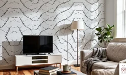 Ikhemalarka PET - PVC Film autocollant panneaux muraux 3D imitation marbre revetement en rouleau 60x300 cm decor aspect marbre (YP-117)