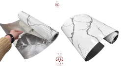 Ikhemalarka PET - PVC Film autocollant panneaux muraux 3D imitation marbre revetement en rouleau 60x300 cm decor aspect marbre (YP-117)