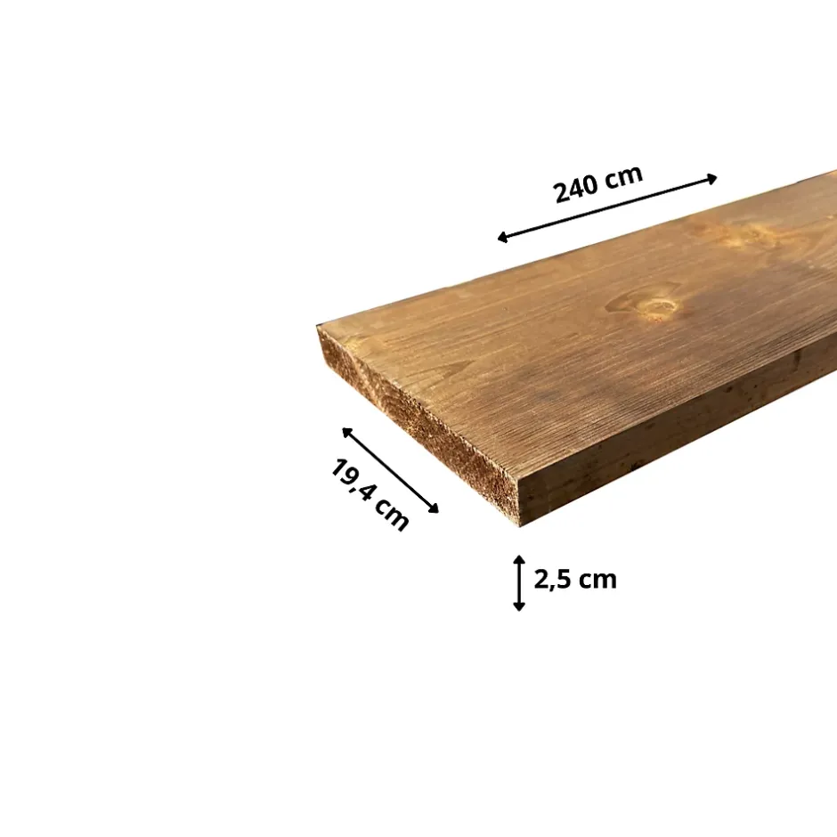 Planche Rabotée Sapin Traité marron, L.240 x l.19,4 cm x Ep.27,5 mm-Wood&Sens Discount