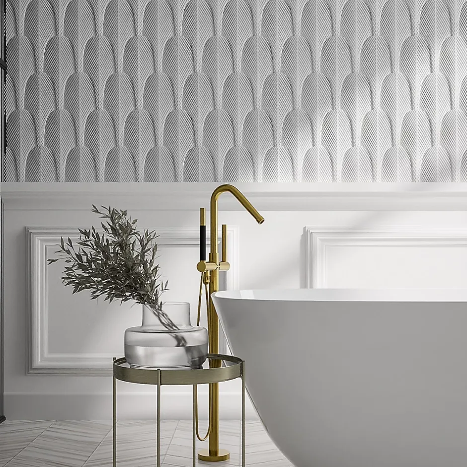 Plaquette de parement effet 3D - AERO WHITE - - 0,48m² - intérieur-Modulo Hot