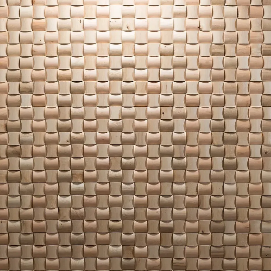 Wwd Plaquette de parement en bois massif effet 3D RUBATO - Chêne - 60 x 15 cm - 11 panneaux - 1m²