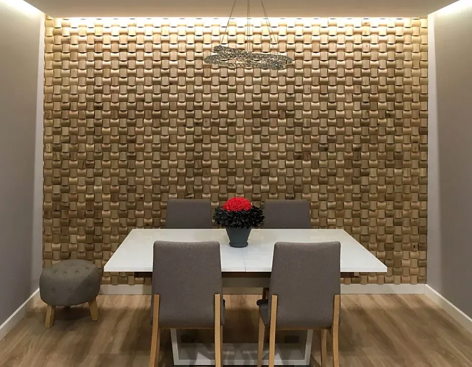 Wwd Plaquette de parement en bois massif effet 3D RUBATO - Chêne - 60 x 15 cm - 11 panneaux - 1m²