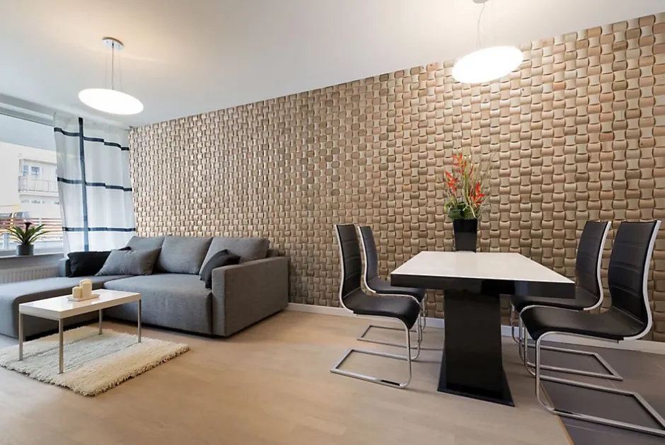 Wwd Plaquette de parement en bois massif effet 3D RUBATO - Chêne - 60 x 15 cm - 11 panneaux - 1m²