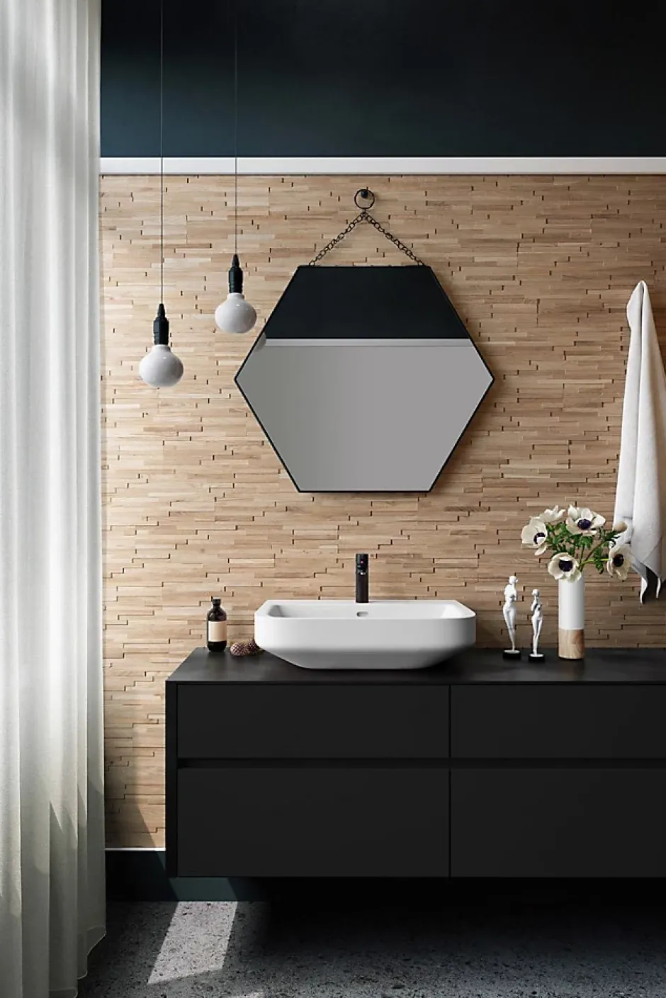 Plaquette de parement en bois massif effet 3D ACE - Chêne - 72 x 10cm - 14 panneaux - 1m²-Wwd Hot