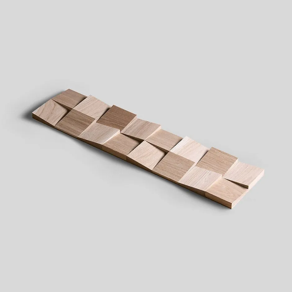 Wwd Plaquette de parement en bois massif effet 3D DOMINUS - Chêne - 60 x 15 cm - 33 panneaux - 3m²