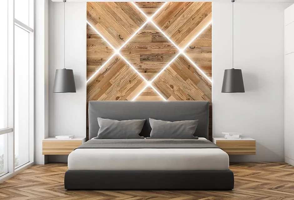 Plaquette de parement en bois effet 3D AMBER MINI - Bois recyclé - 32 x 10/8/6 cm - 42 panneaux - 1m²-Wwd Outlet