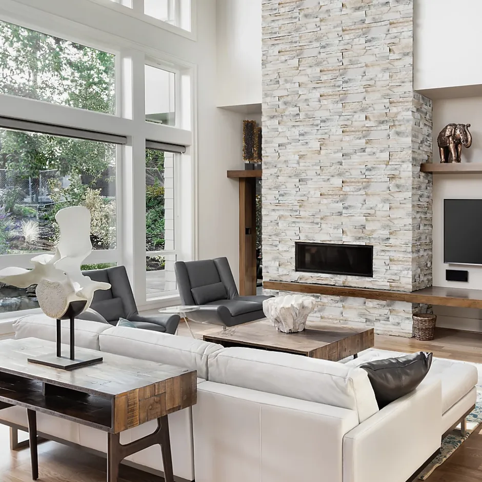 Plaquette de parement intérieur/extérieur béton aspect pierre naturelle L.38,5 x l.10 cm x ép.24 mm, Bosra-Colours New