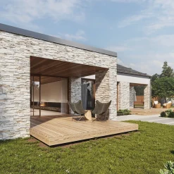 Plaquette de parement intérieur/extérieur béton aspect pierre naturelle L.38,5 x l.10 cm x ép.24 mm, Bosra-Colours New