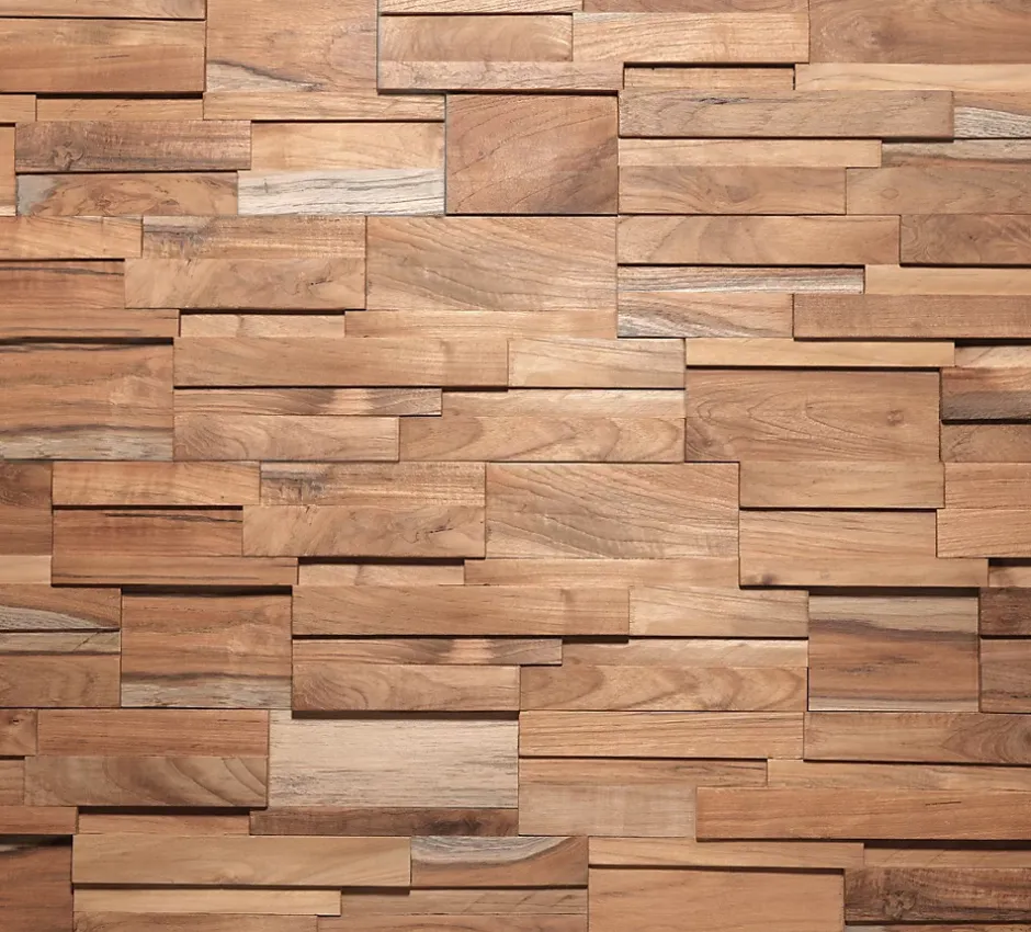 Wa Conception Plaquette de parement intérieur Ferrano en teck effet bois brut L.55 x l.18,5 cm x Ép.20 mm Wall!Supply