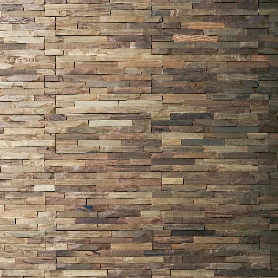 Plaquette de parement mural décoratif en bois - 1-1,8 x 18 x 49,5 cm - Huilé Bruni-Woodbord Sale