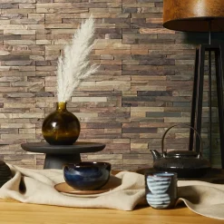 Plaquette de parement mural décoratif en bois - 1-1,8 x 18 x 49,5 cm - Huilé Bruni-Woodbord Sale