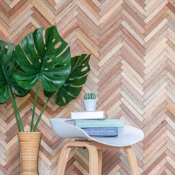 Woodbord Plaquette de parement mural décoratif en bois - 1-1,8 x 30 x 46,5 cm - Lot de 8 - Aspect Bâton Rompu