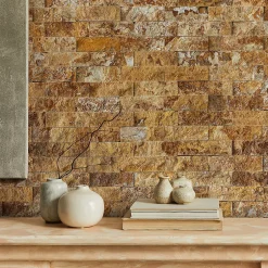 Plaquette de parement pierre naturelle - NATIMUR SCABAS TRAVERTIN - - 0,5m² - intérieur/extérieur-Modulo Clearance