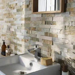 Plaquette de parement Slim 2 pierre naturelle beige rosé (vendue au carton)- Sale