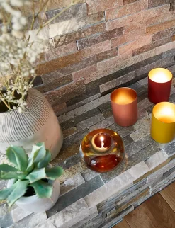 Plaquette de parement Slim 2 pierre naturelle beige rosé (vendue au carton)- Sale