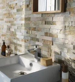 Plaquette de parement Slim 2 pierre naturelle beige rosé (vendue au carton)- Sale