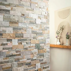 Plaquette de parement Slim Multiformat pierre naturel beige rosée-Lithos