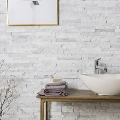 Plaquette de parement Stella pierre naturelle marbre blanc (vendue au carton)