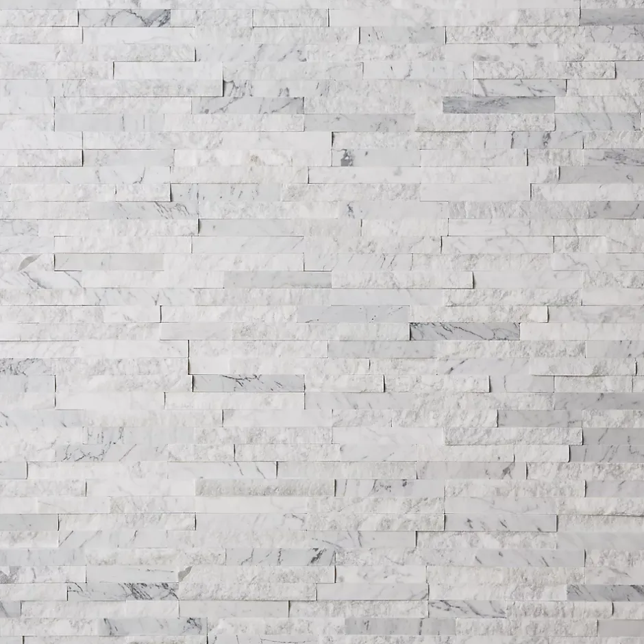 Plaquette de parement Stella pierre naturelle marbre blanc (vendue au carton)