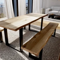 Plateau banc Chêne Pré-huilé Bords Naturels, L.200 cm x l.35 cm, Ep. 40 mm-Wood&Sens Online