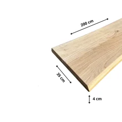 Plateau banc Chêne Pré-huilé Bords Naturels, L.200 cm x l.35 cm, Ep. 40 mm-Wood&Sens Online