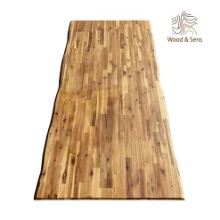 Wood&Sens Plateau de Table Acacia bord naturel pré-huilé Teck, L.180 cm x l.80 cm, Ep.26 mm